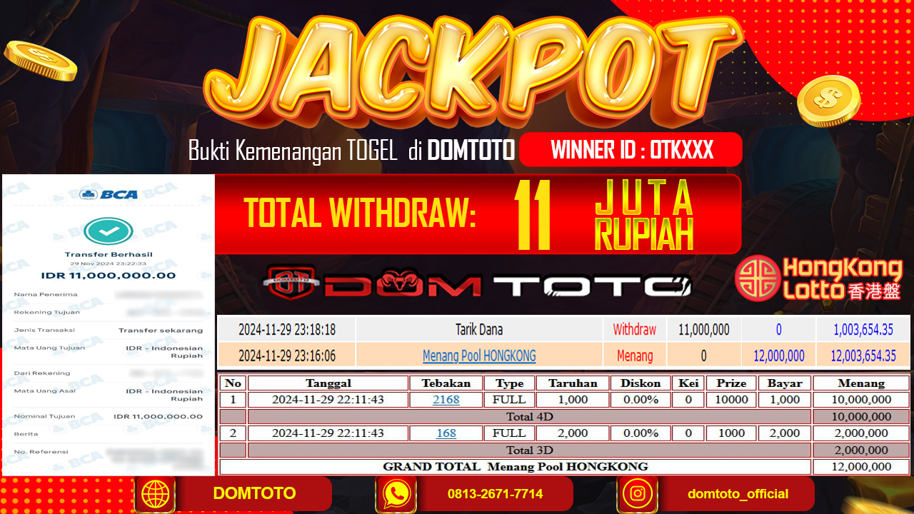 JACKPOT  TOGEL HONGKONG 29 NOVEMBER 2024